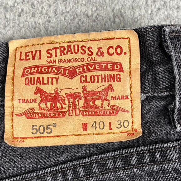 VTG Levi's 505 Regular Straight Fit Jeans Men's 40x30 Black Denim - Picture 13 of 14